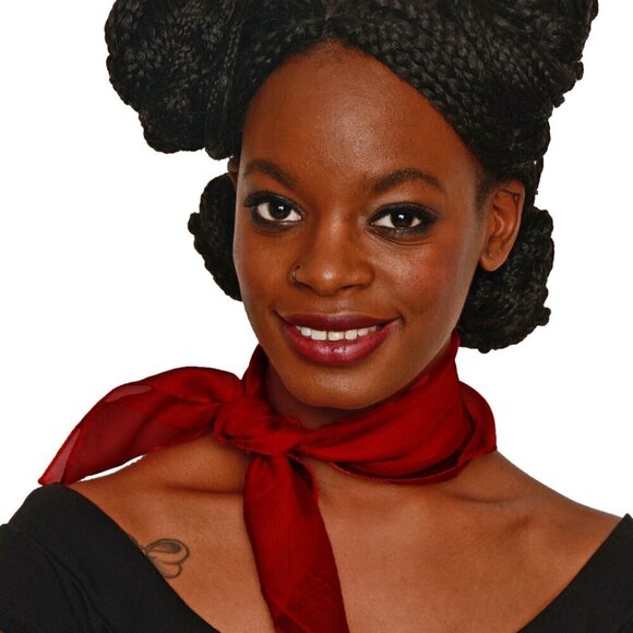 Burgundy Sheer Chiffon Scarf 50s Style for Head Neck  21" Square - Hey Viv - Picture 3 of 8